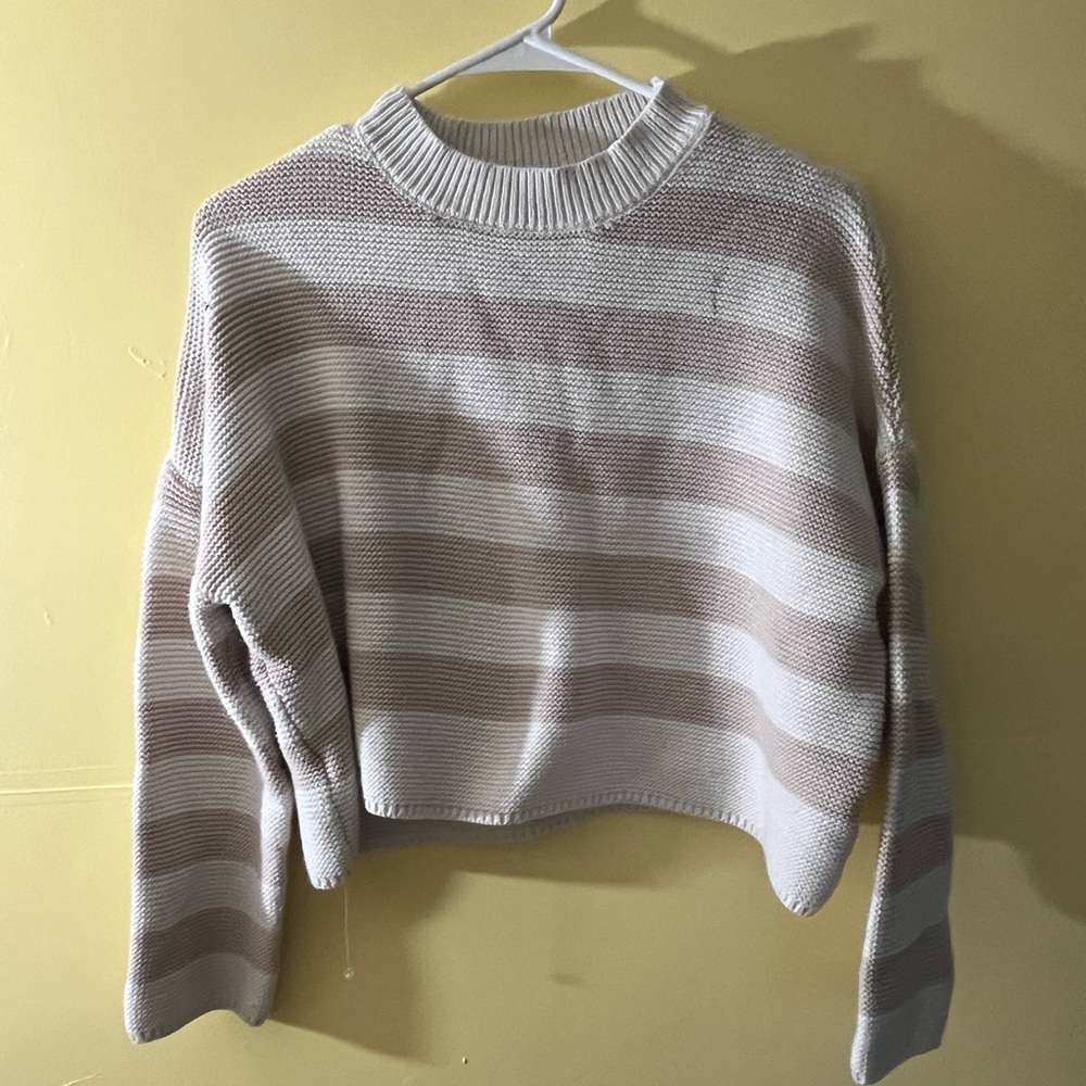 moon & madison Striped Sweater in Cream and Tan